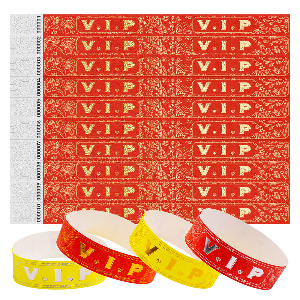 Tyvek Gold/Silver Stamped VIP Paper Wristbands