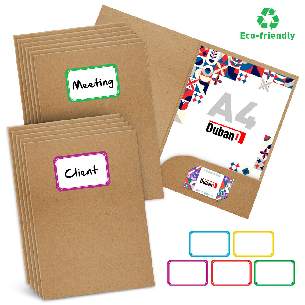 Heavy-Duty Kraft Paper File Folders with Label Tabs