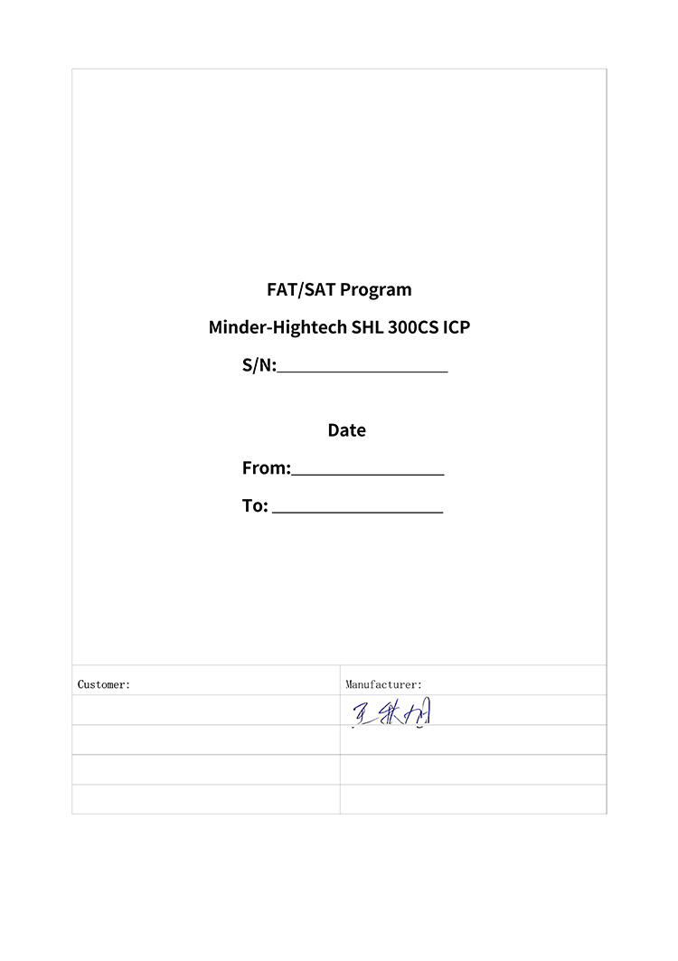 ICP  ( Inductively Coupled Plasma) SHL 300CS FAT/SAT Program