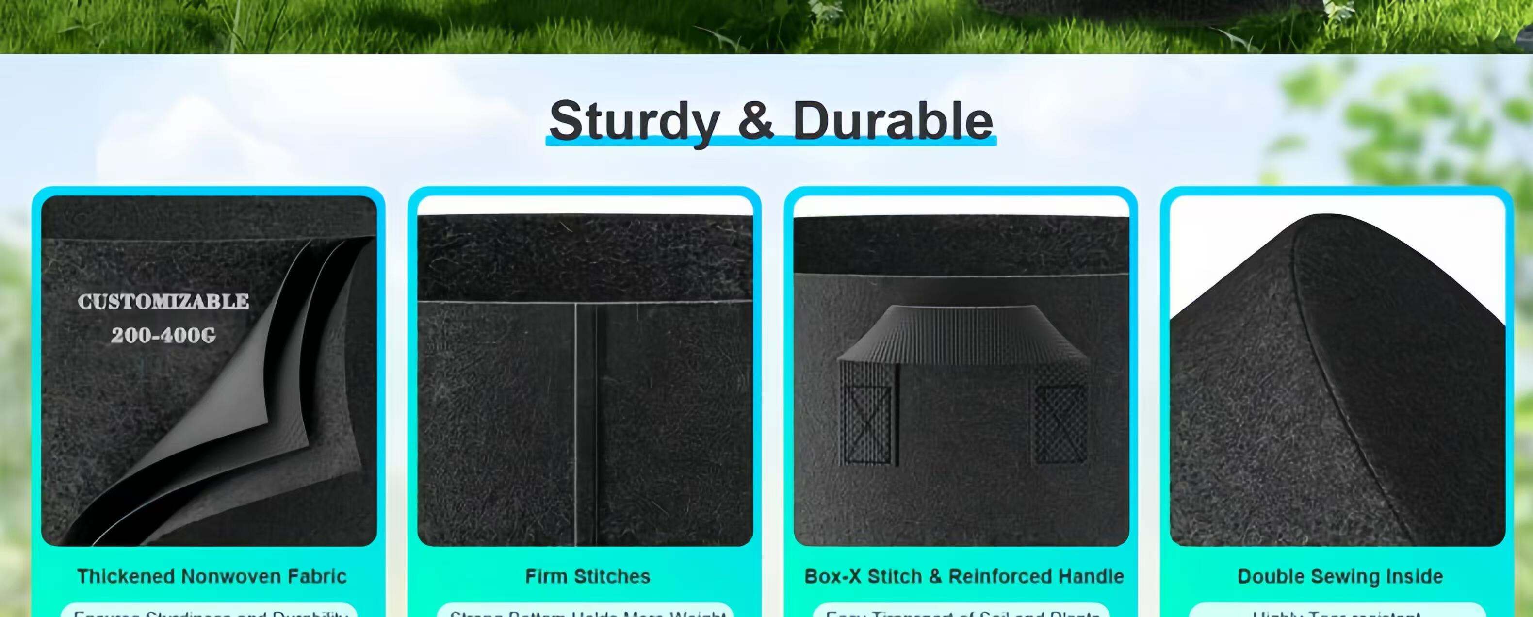 product 1 gallon traditional farmhouse design black durable non woven fabric grow bags handles 260 400 thickness for garden outdoor use-2
