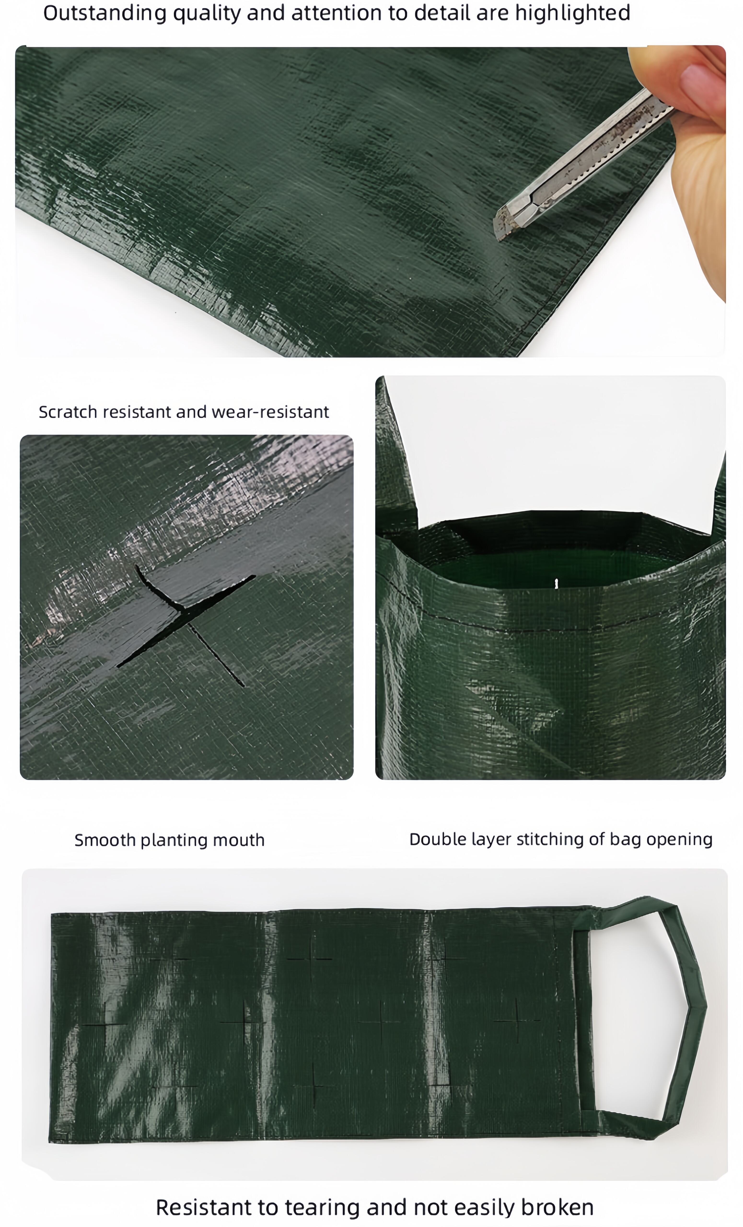 product big size pe material plant bag felt nursery garden fruit vegetable plant pot grow bag strawberry cultivation bag with 6 hole-6