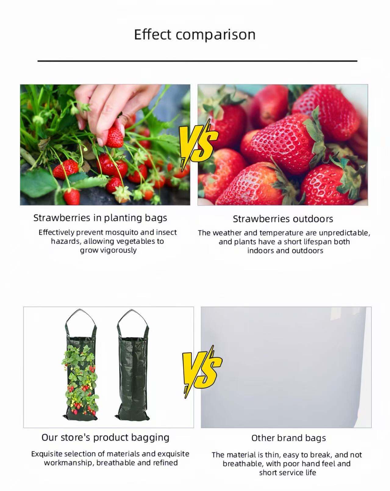 product big size pe material plant bag felt nursery garden fruit vegetable plant pot grow bag strawberry cultivation bag with 6 hole-5
