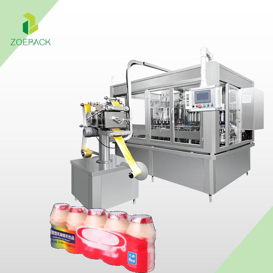 Plene Automatic Liquid Pasteurized Cocoes Lac Soy Lac Bottle Flantes Implens Capping Packing Machine