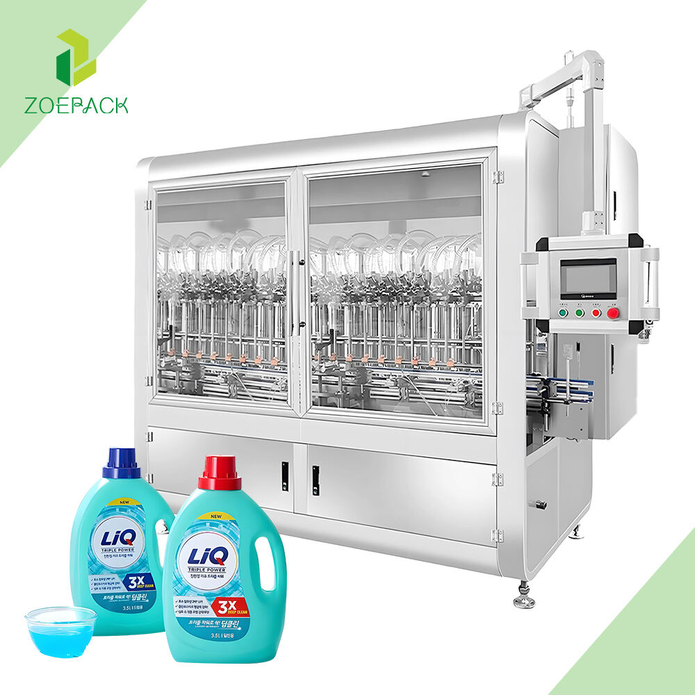 Full Automatic Plastic Bottle Bleach Detergent Liquid Filling Linear Filling Machinery