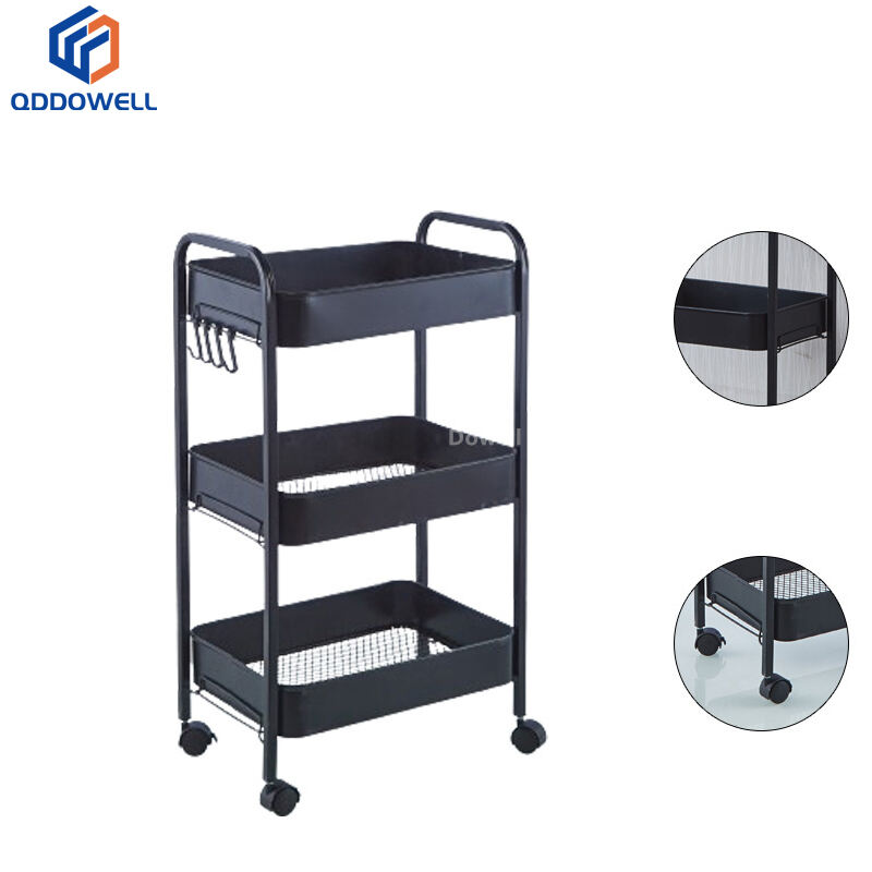 Folding Metal Utility Rolling Cart Mobile Multi-Function Storage Trolley Organizer Cart