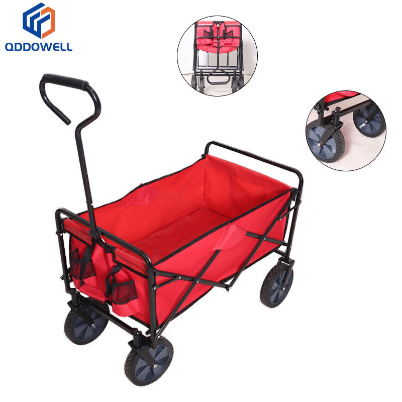 Single Handle Folding Wagon Beach Garden Heavy Duty Shopping Cart
