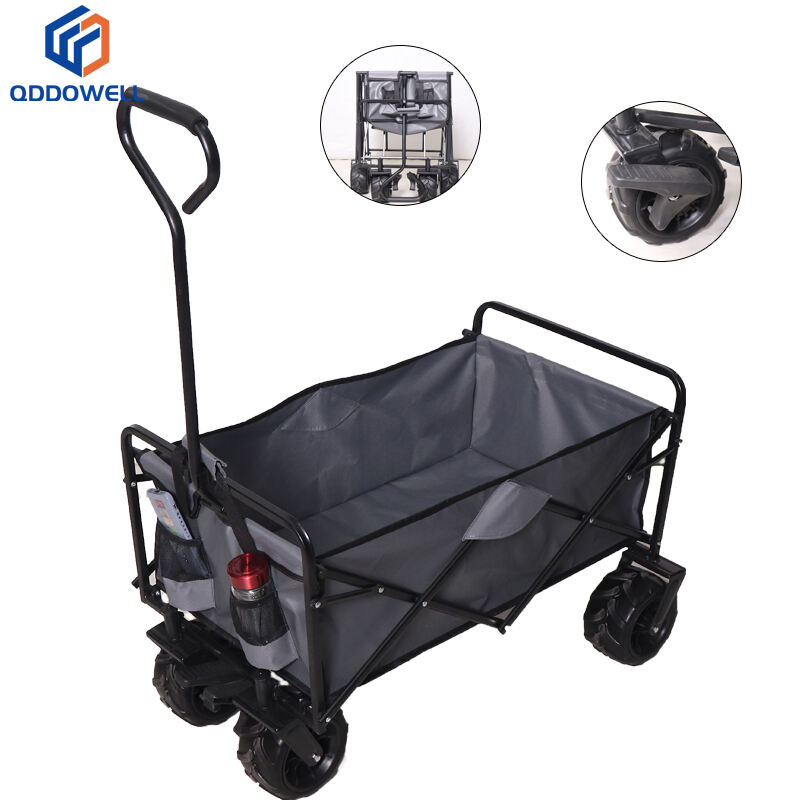 Collapsible Adjustable Handle Folding Wagon With All-Terrain Wheels