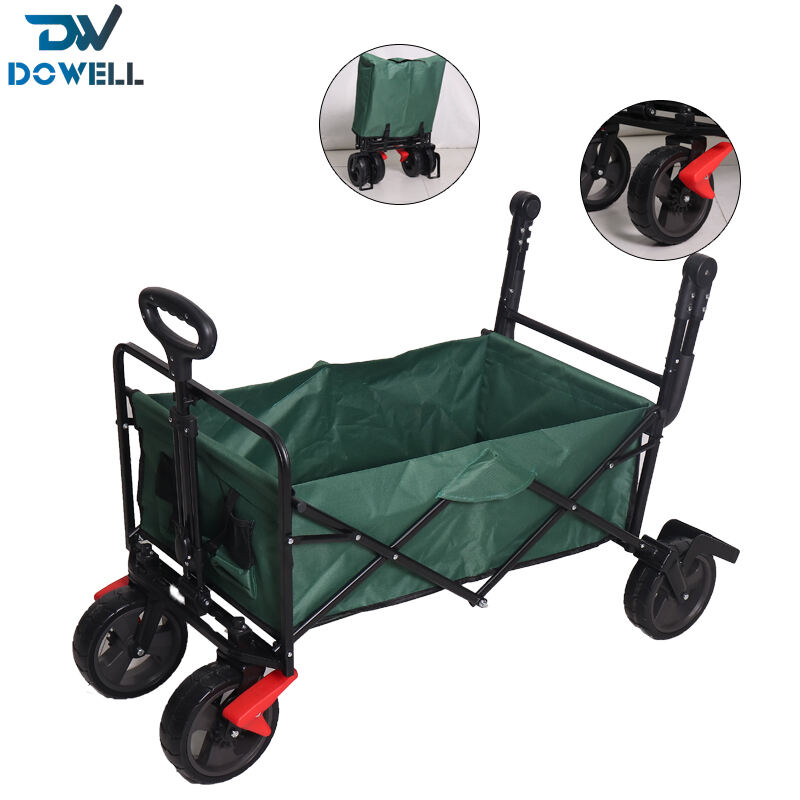 Push Pull Handle Foldable Wagon Garden Outdoor Camping Cart 