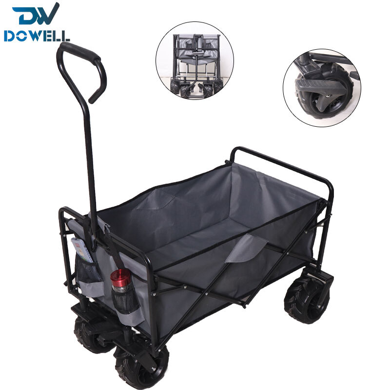 Collapsible Adjustable Handle Folding Wagon With All-Terrain Wheels