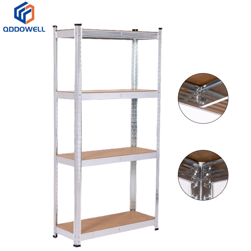 Medium duty boltless 4 tier industrial slotted boltless shelving unit storage stacking racking