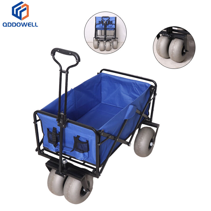 Outdoor Waterproof Collapsible Folding Beach Cart With Balloon Styled Wheels
