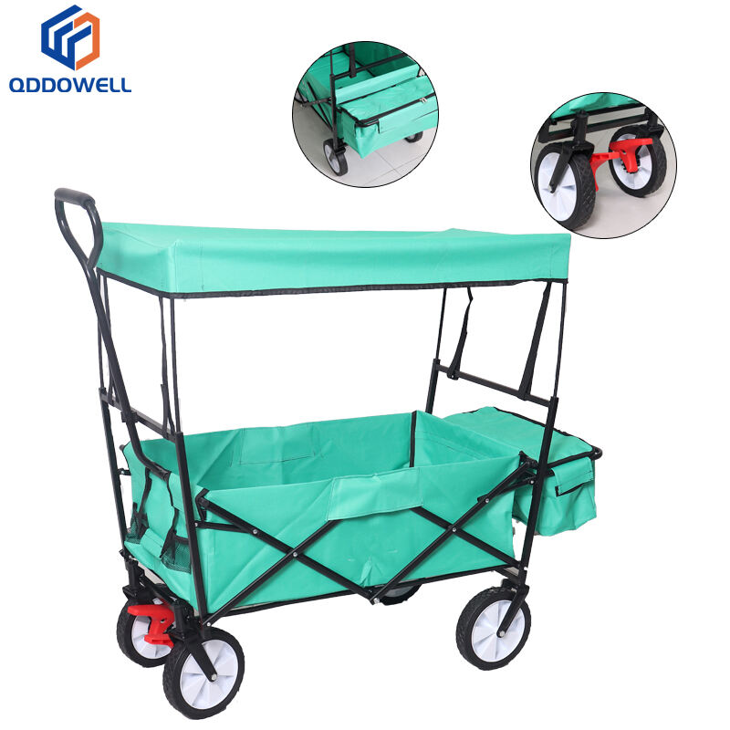 Carrito de herramientas plegable para uso pesado al aire libre con toldo extraíble