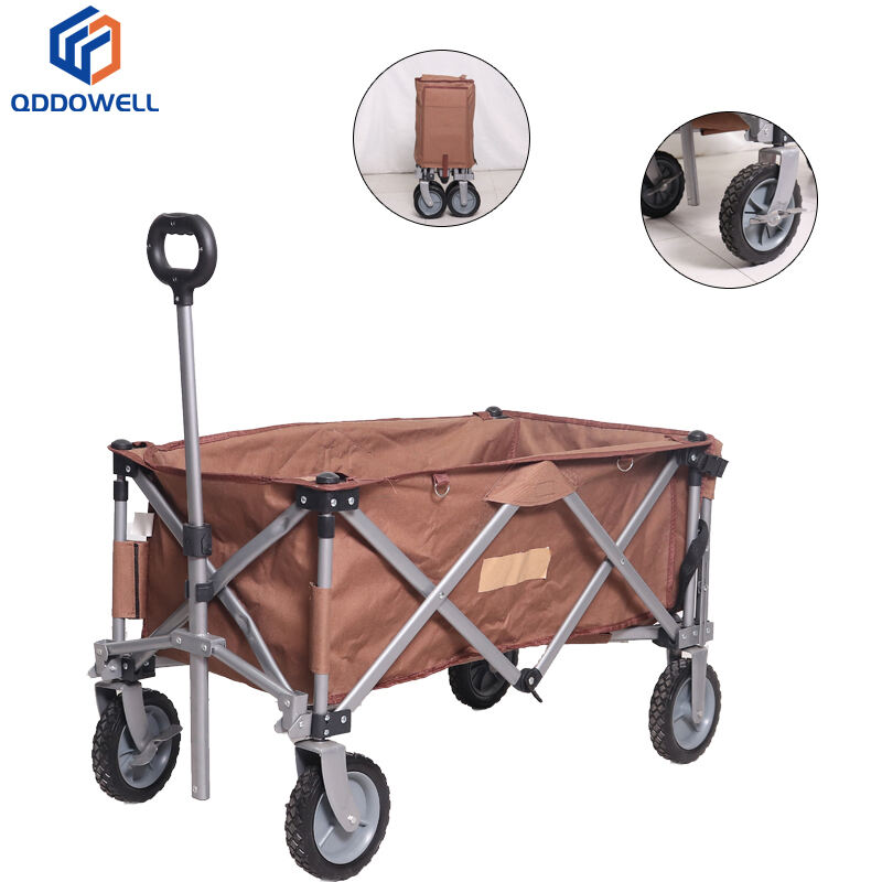 Adjustable Handle Collapsible Folding Wagon Cart with Tailgate
