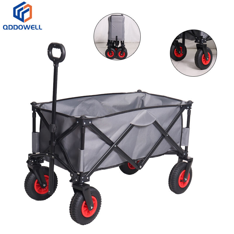 Folding Wagon Push Pull Beach Camping Garden Cart With All-Terrain Wheels