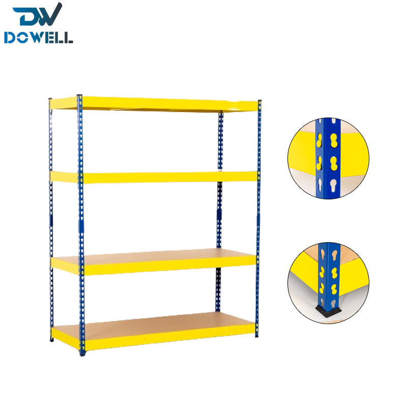 Boltless Storage Shelves 4 Tier Rivet Rack Z Beam Metal Stack Shelving ...