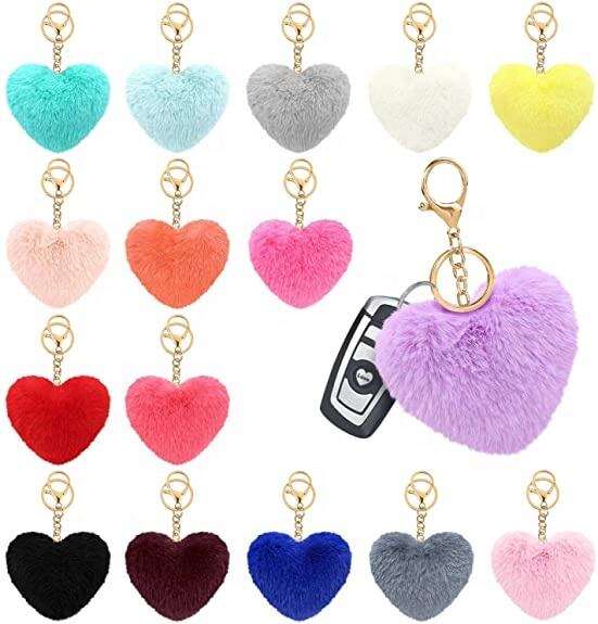 Custom Fluffy Fur Ball Plush Pom Pom Keychain