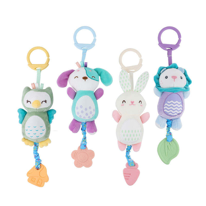 3-6-12 Month Cute Plush Animal Rabbit Owl Dog Lion Baby Stroller Hanging Toy Baby Rattle Teether Toys