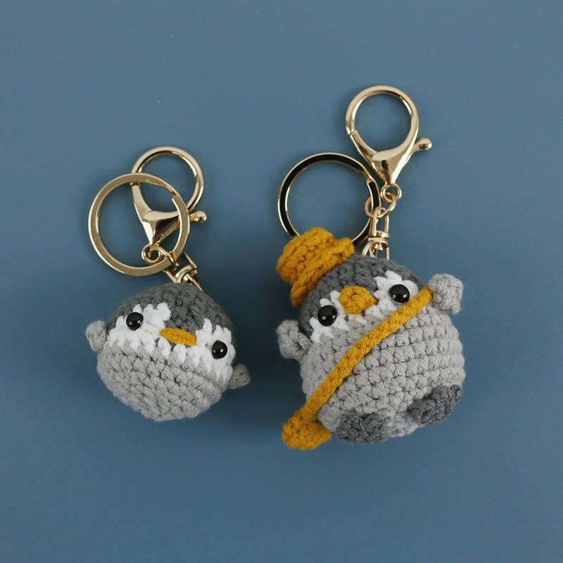 Custom Penguin Plush Keychain Hand Knitted Doll Keychain