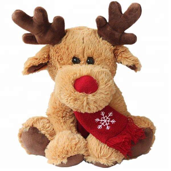 LOGO Custom Cute Stuffed Animal Soft Toy Plush Reindeer Christmas