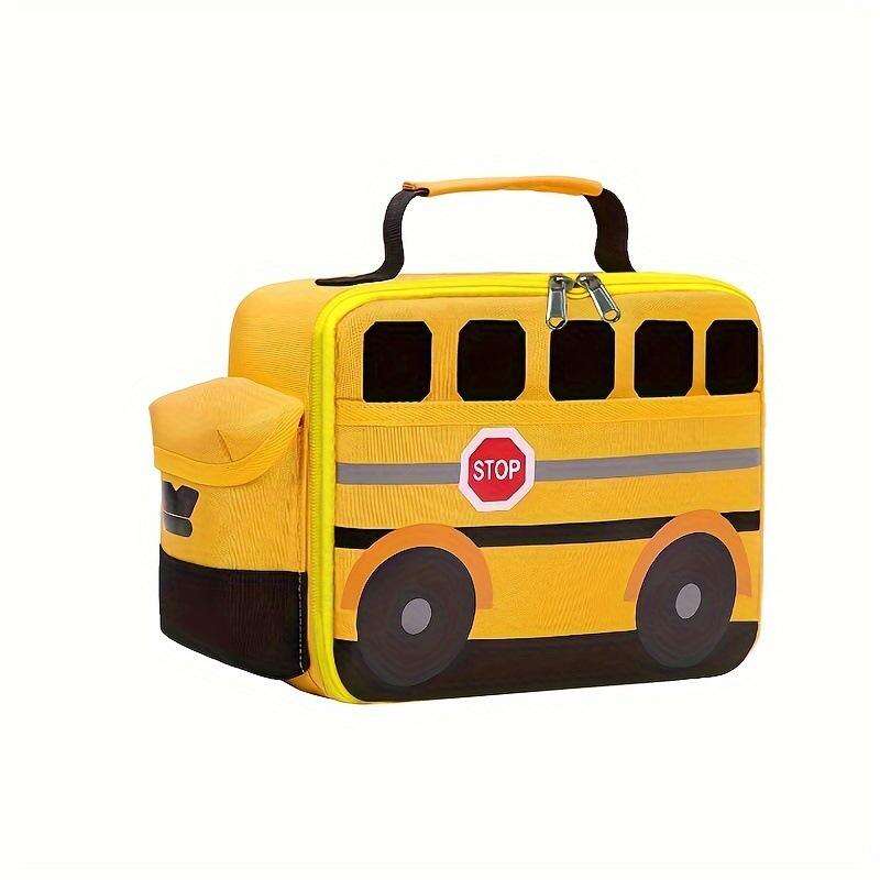 High Quality Custom School Bus Gag Reusable Cooler Thermal Box School Food Warmer Lunch Bags for Kids Boys Girls