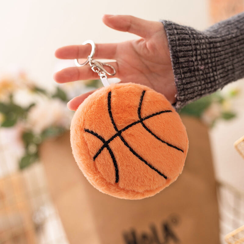 Comfortable Soft Keychain Fluffy  Basketball Ball Plush Pendant Keychain Soft Stuffed Toy for Sports Backpack Decoration for Women