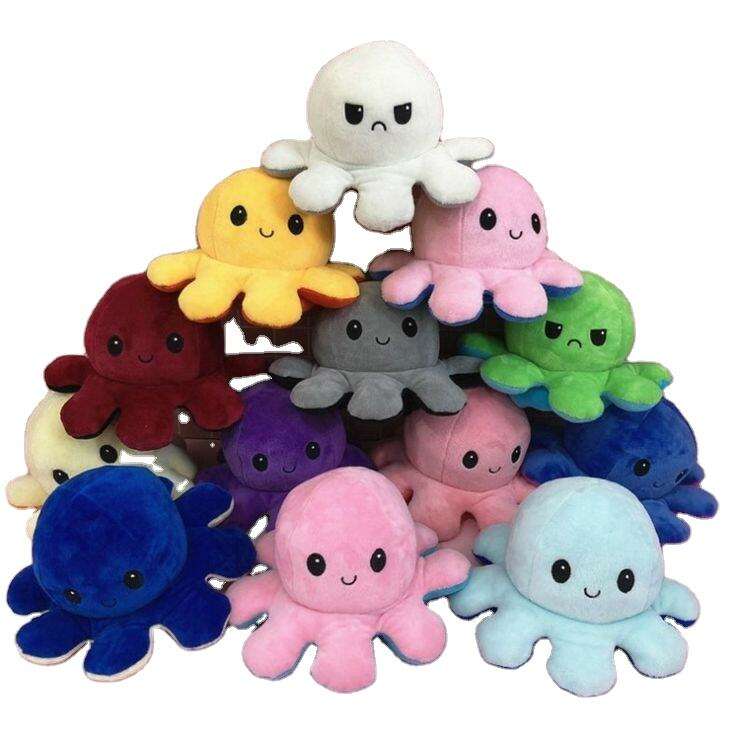 Hot selling Low MOQ Plush Reversible Octopus Stuffed Animal Custom Soft Toys made with PP Cotton Multi Color for Kids Adults