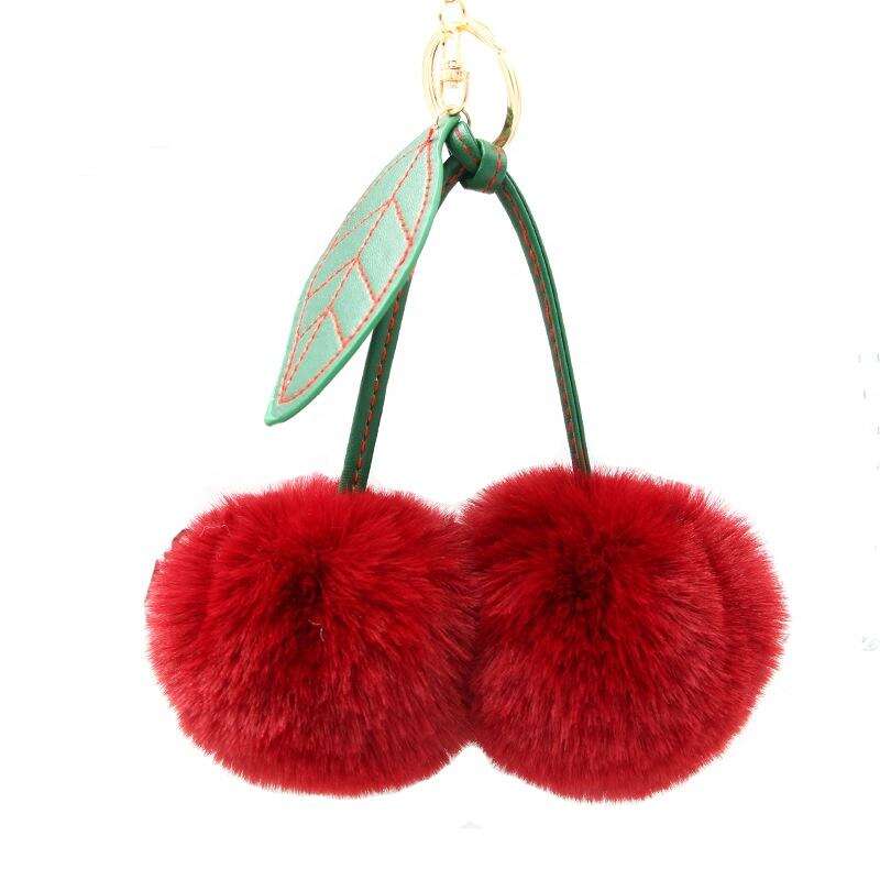 Custom Fur Fluffy Puff Double Cherrim Plush Ball Keychain 