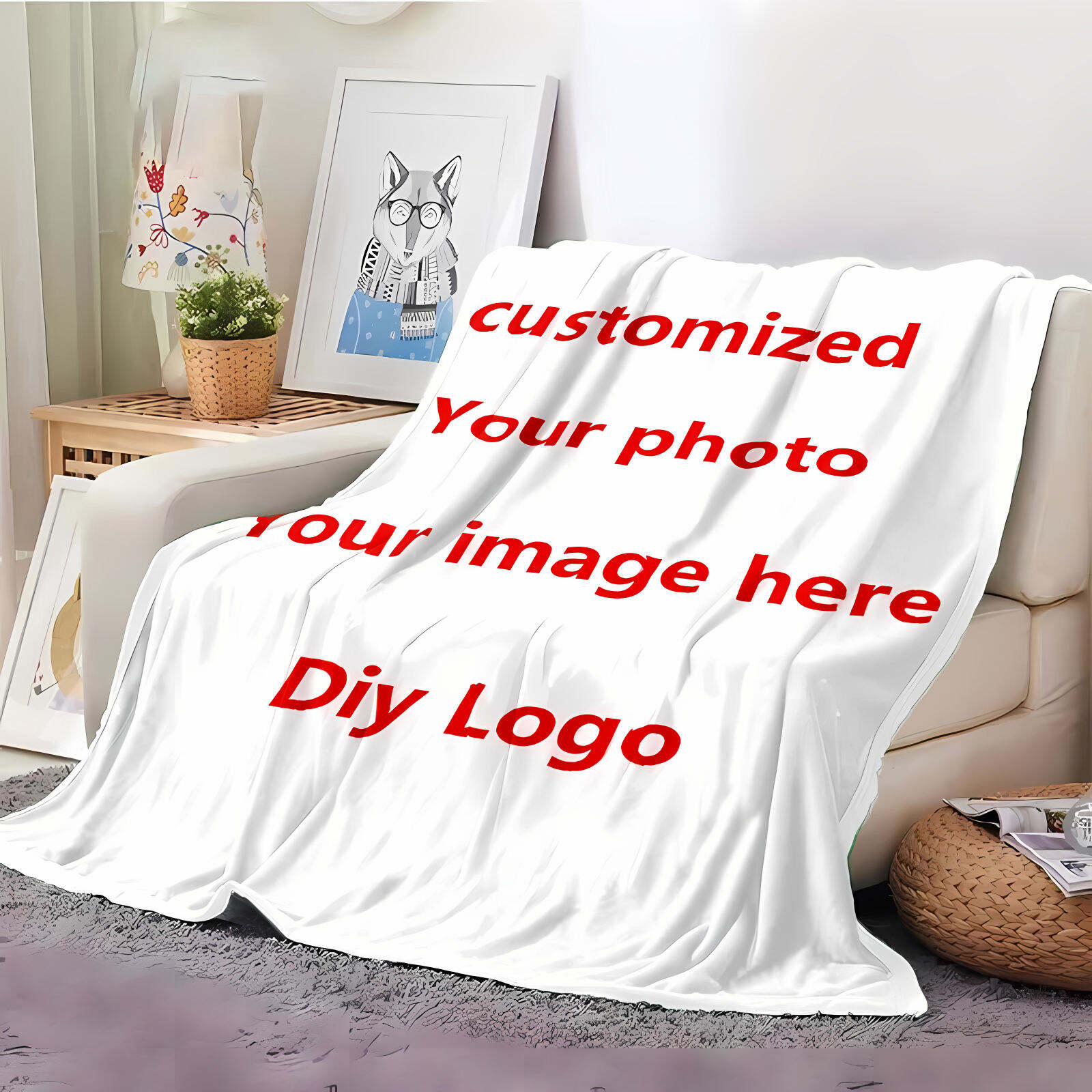 OEM Customized Personalized Design Knitted Polyester Fleece with 3D Digital Printed Photo Blanket