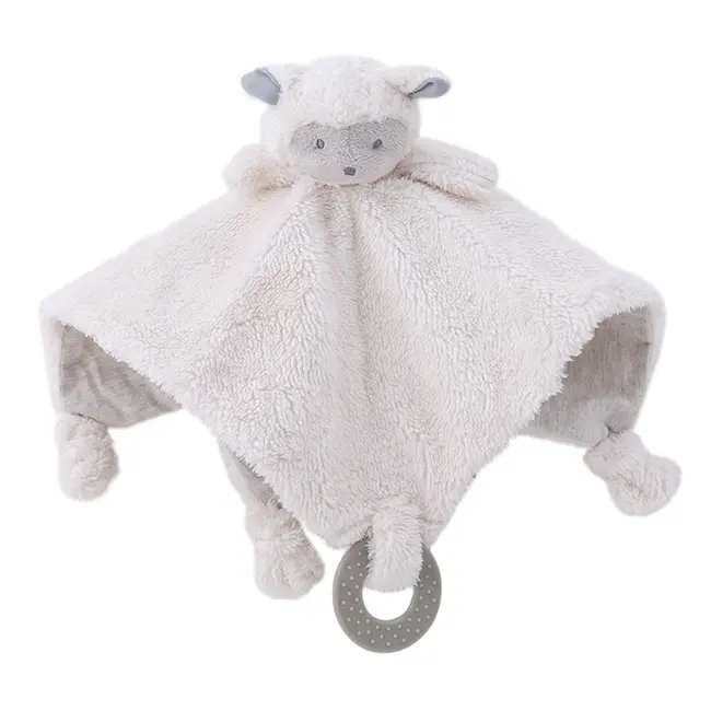 Source Factory OEM Infant Reassure Towel Baby Plush Blanket Sets With Cute Stuffed Sheep and Rattle Toy Baby Soft Toys