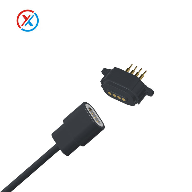 Custom 4-pin magnetic cable Spring pin connector Adsorption pogopin cable