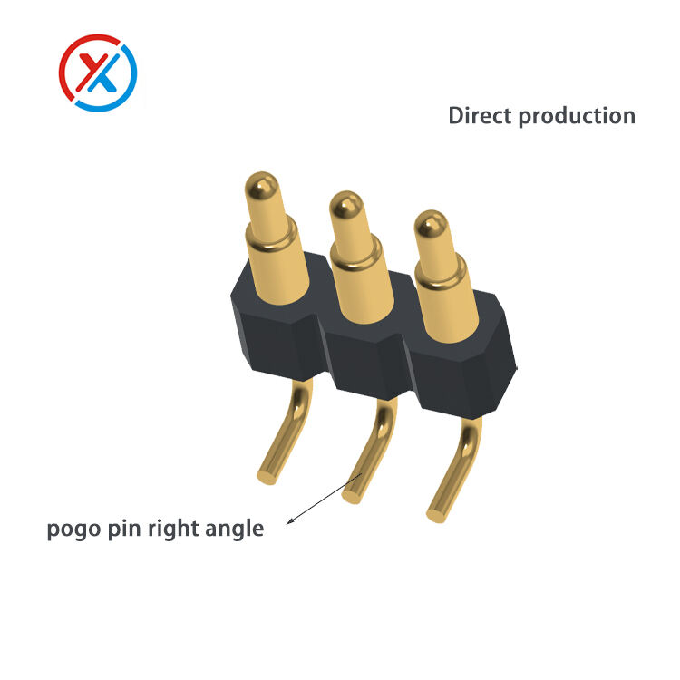 Pogo pin à angle droit, 3 pines sans halogène et sans plomb