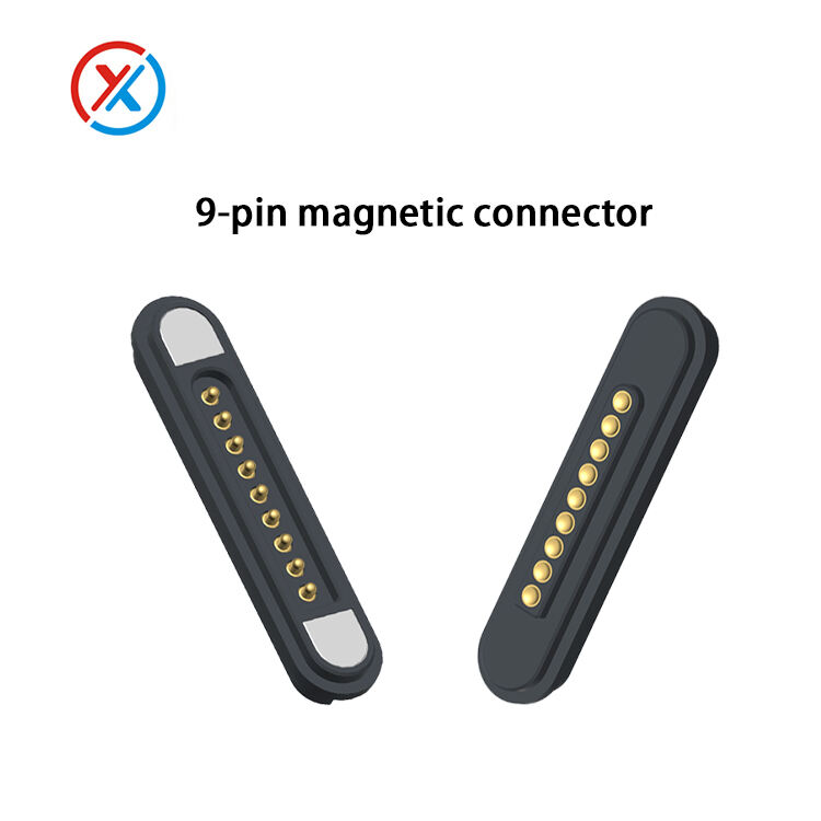 High Current 9-Pin Magnetic Connector Gold Plated Pin Magnetic pogo pin Connector