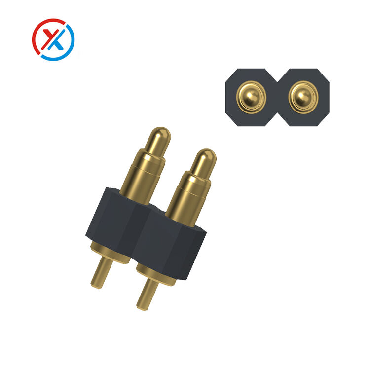 Single-row 2-10pin gold-plated brass waterproof spring pin connectors for magnetic pogopin connectors