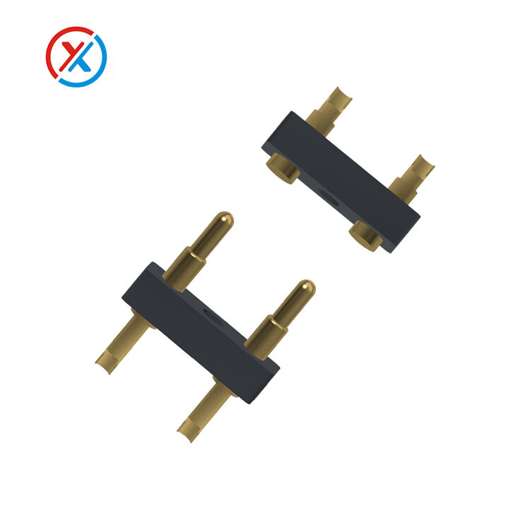 Single row 2 pin connector spring Gold plated conductive pins for magnetic 2 pin magnetic pogopin connectors