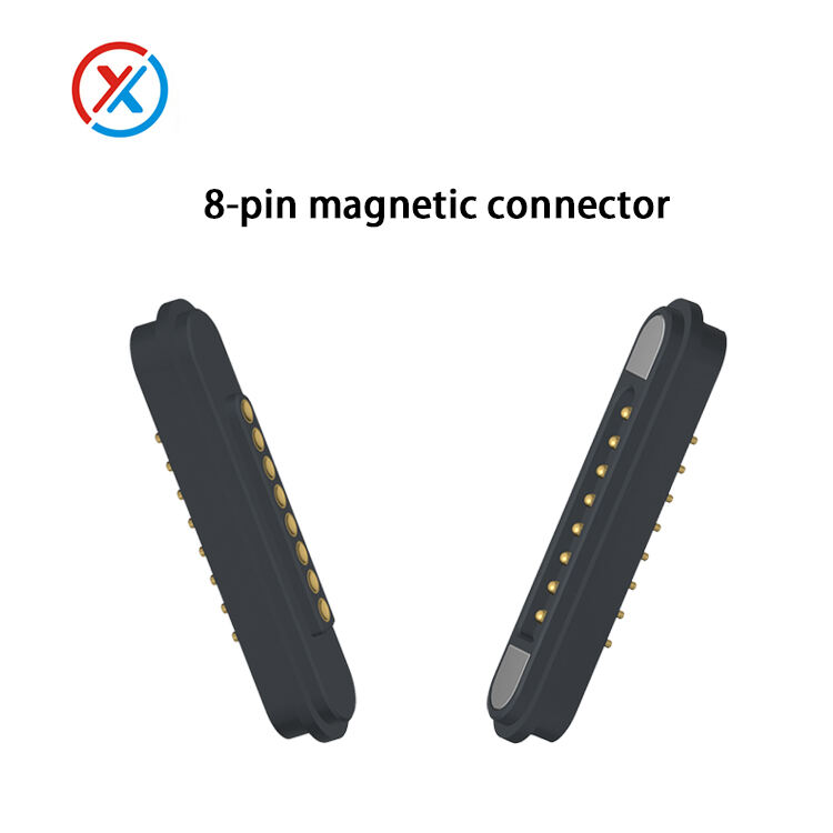 Custom 8pin gold plated pogopin connector High current male female magnetic connector