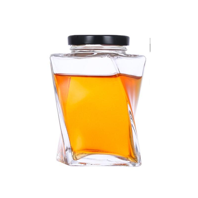 Twist crystal thickened honey glass jar 