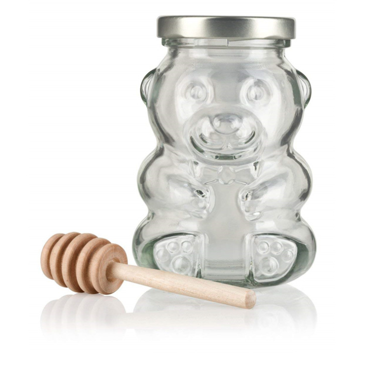  food grade unique teddy bear shaped for honey jar glass jam bottle