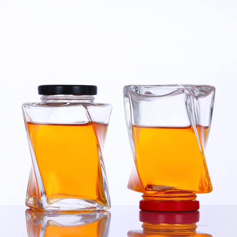 Twist crystal thickened honey glass jar 