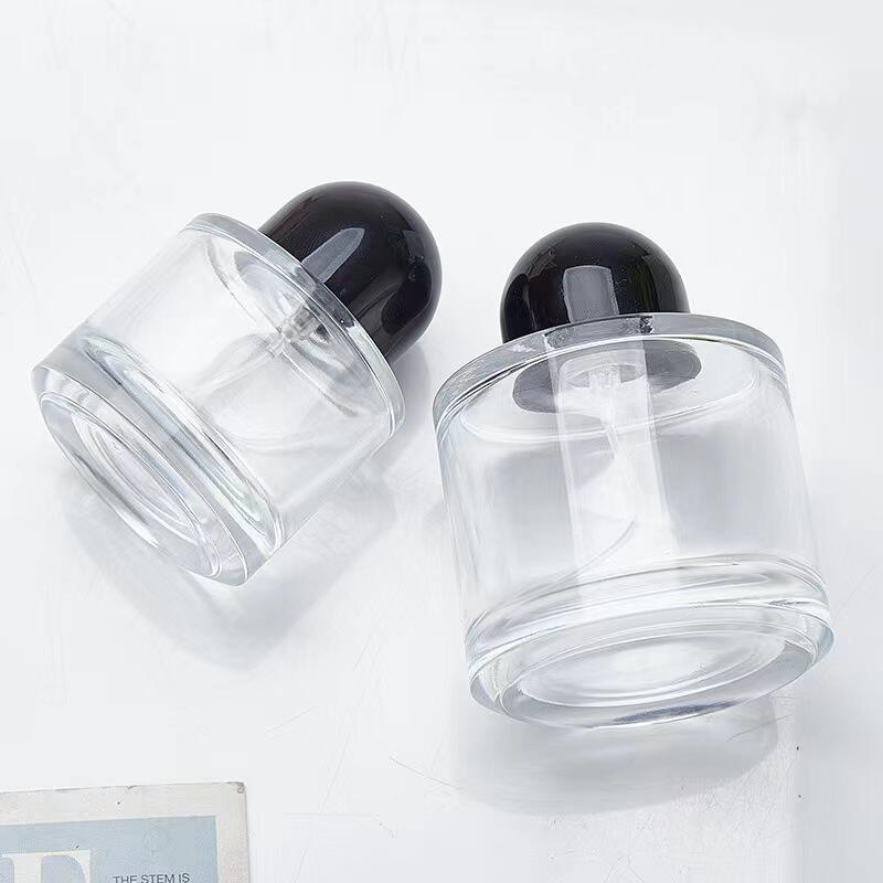 30ml 50ml 100ml Yuvarlak Cam Parfüm Şisesi Siyah Kaplı