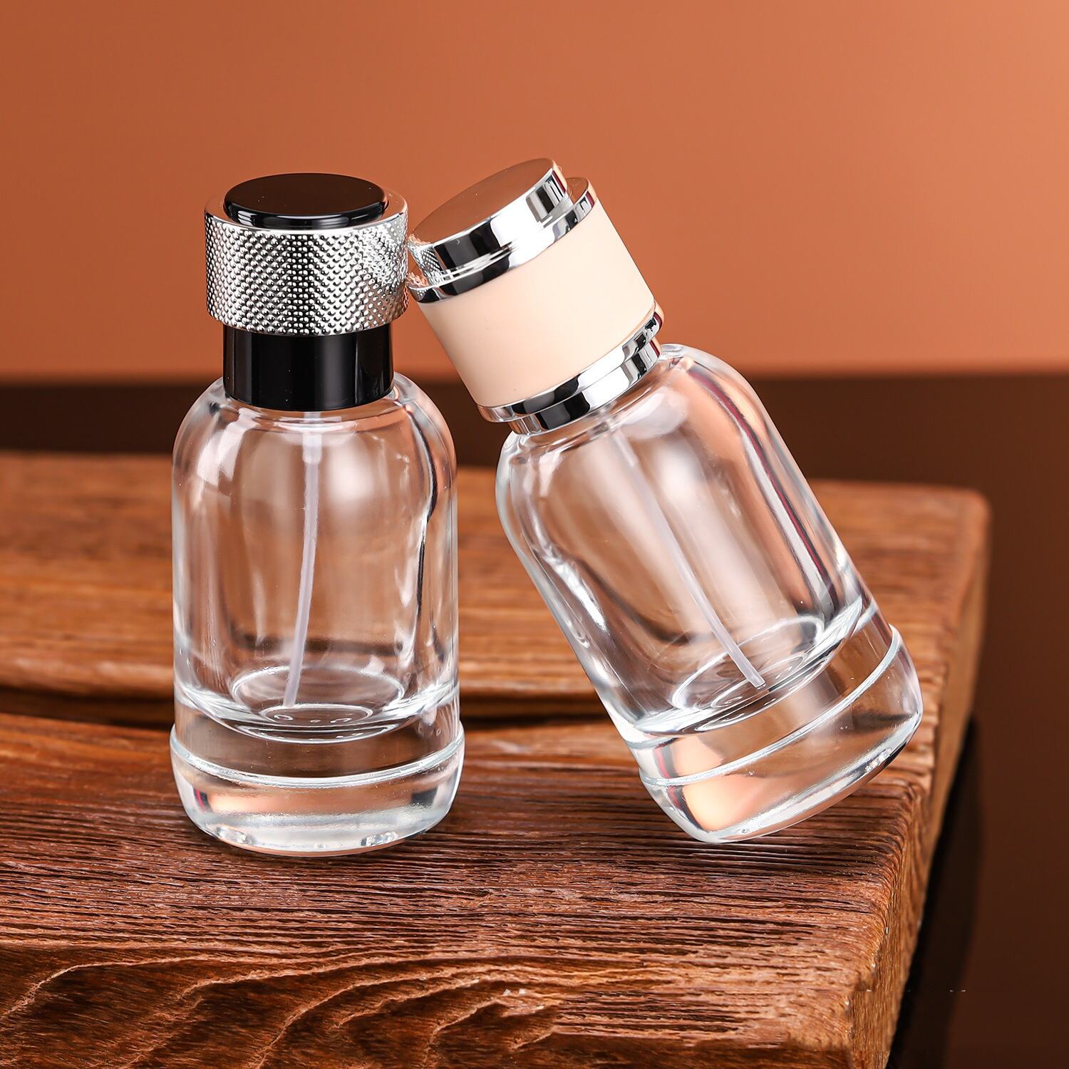 Lüks Fancy 50ml Cam Parfüm Kutuları Küçük Silindir Şekiller
