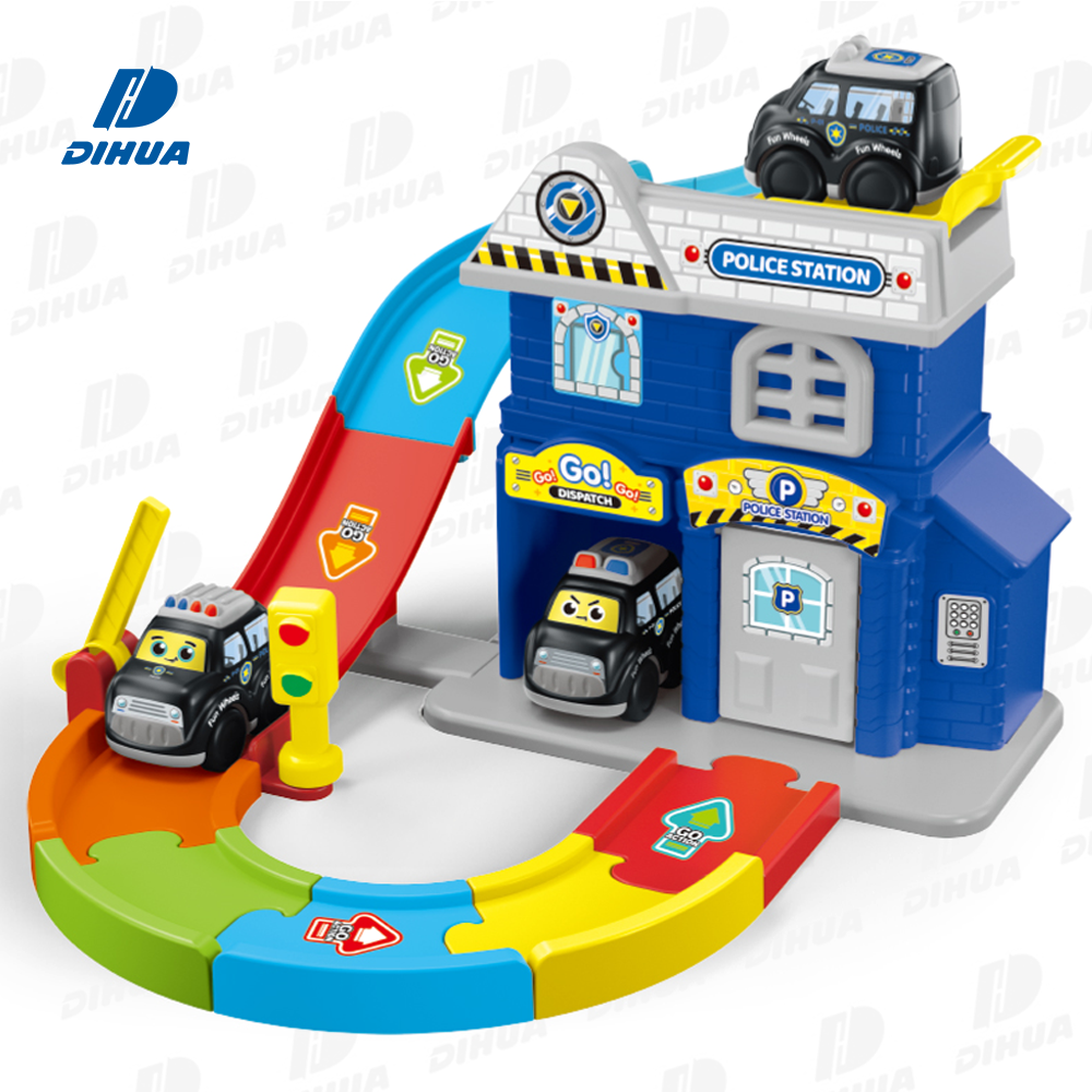 Estación de Juguete de Plástico Mi Escuadra de Rescate del Servicio con Set de Pista de Coche Urbano de Rueda Libre, Efectos de Luz y Sonido, Juego de Rol Realista de Emergencia
