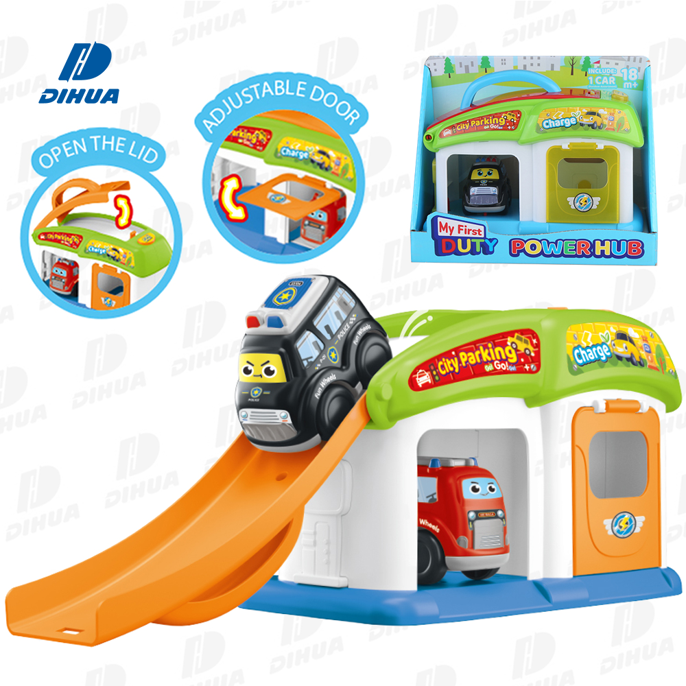 Mi Primer Set Portátil de Pista de Ciudad de la Escuadra de Servicio con Coches de Rescate de Rueda Libre, Juguete Fácil de Empujar y Listo para Jugar para Niños Pequeños en Movimiento