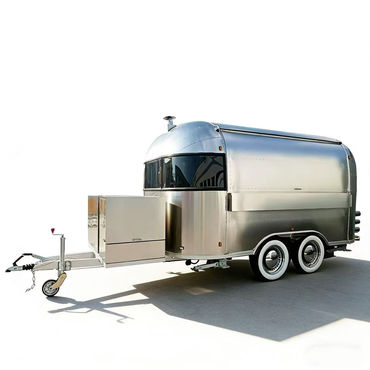 Stainless Steel Mobile Street Food Trucks Air Stream No Traction Snack Kiosk for Coffee Pizza Mobile Snacks