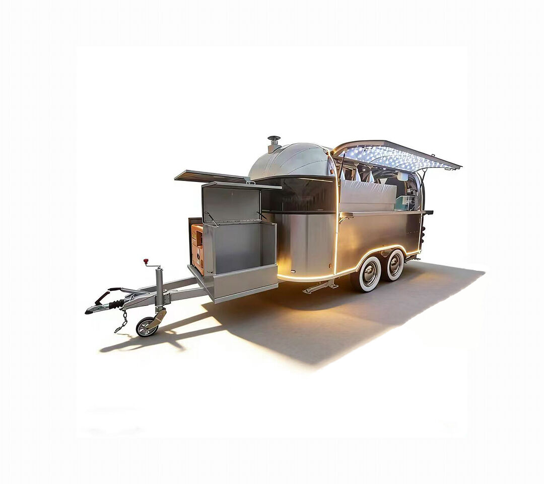 MAICHE Edelstahl mobiler Food-Truck Outdoor-Straßenstil Food-Cart für Eiscreme, Pizza, Hot Dog, Kaffee