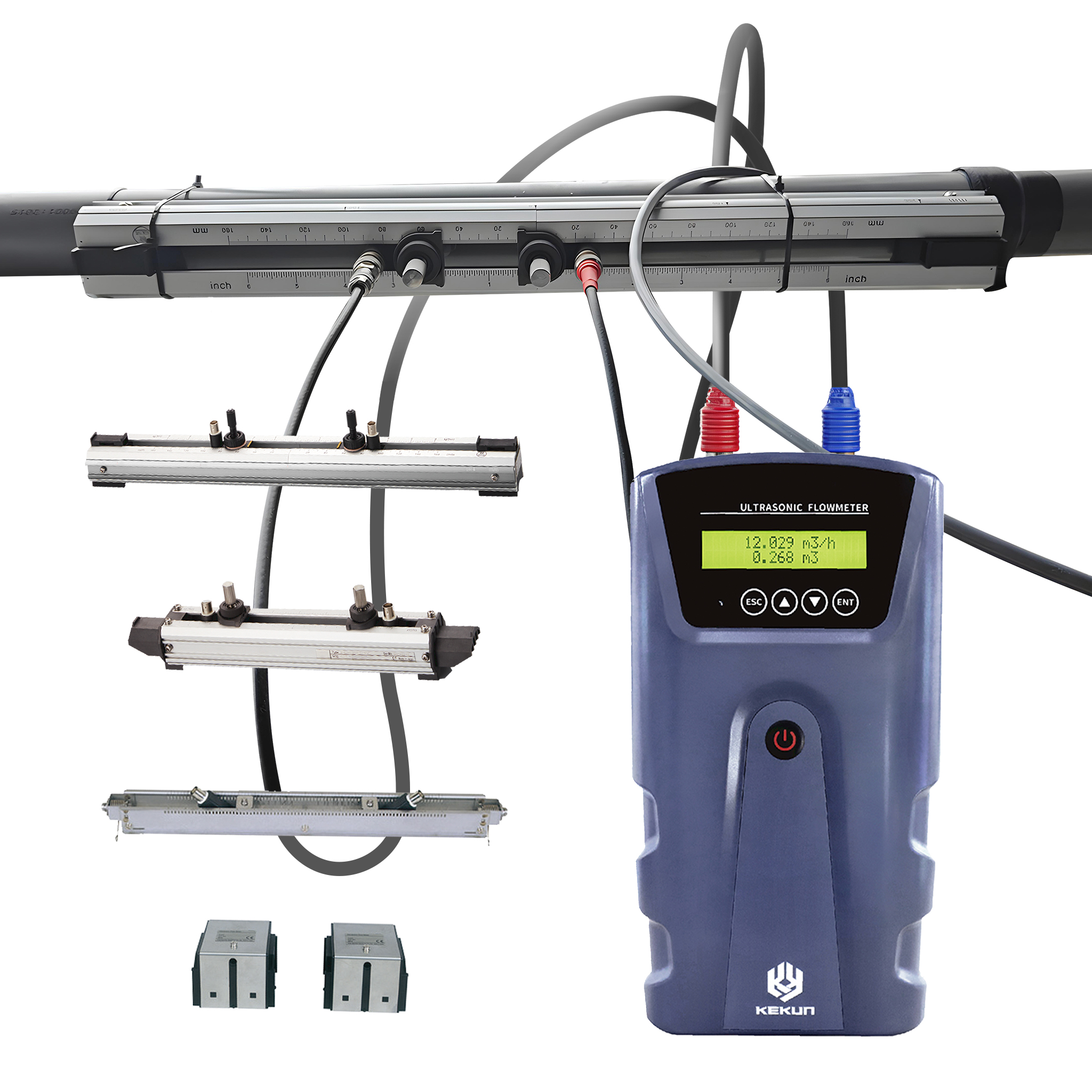 Flowmeter Portabel 15mm~6000mm Pengukur Aliran Cairan Ultrasonik Pengukur Aliran Air Ultrasonik Genggam