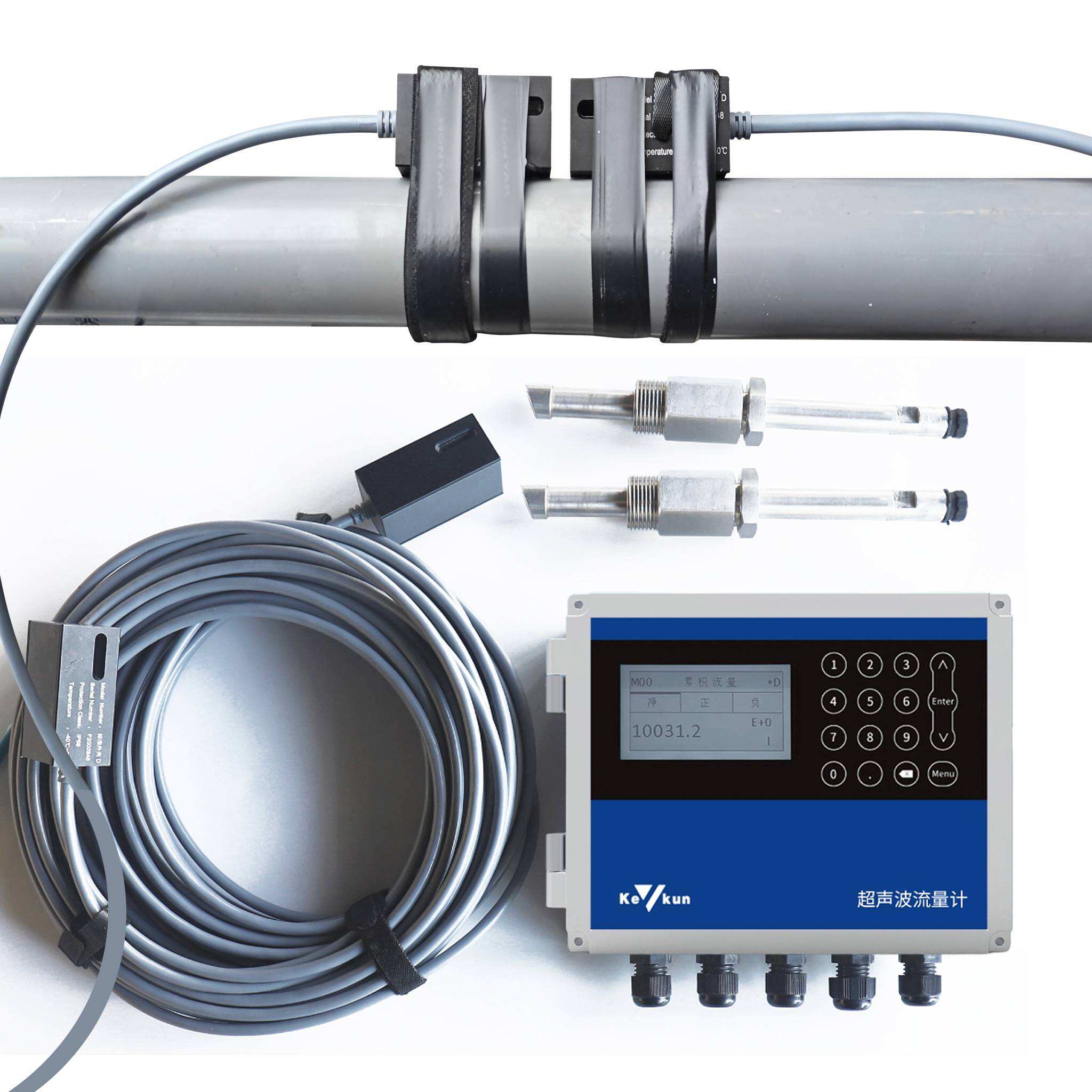 Clampáil Seasta Ultrasonach RS232/RS485 MODBUS 25mm~1200mm Calraiméadar Ultrasonach Sreabhadh Uisce