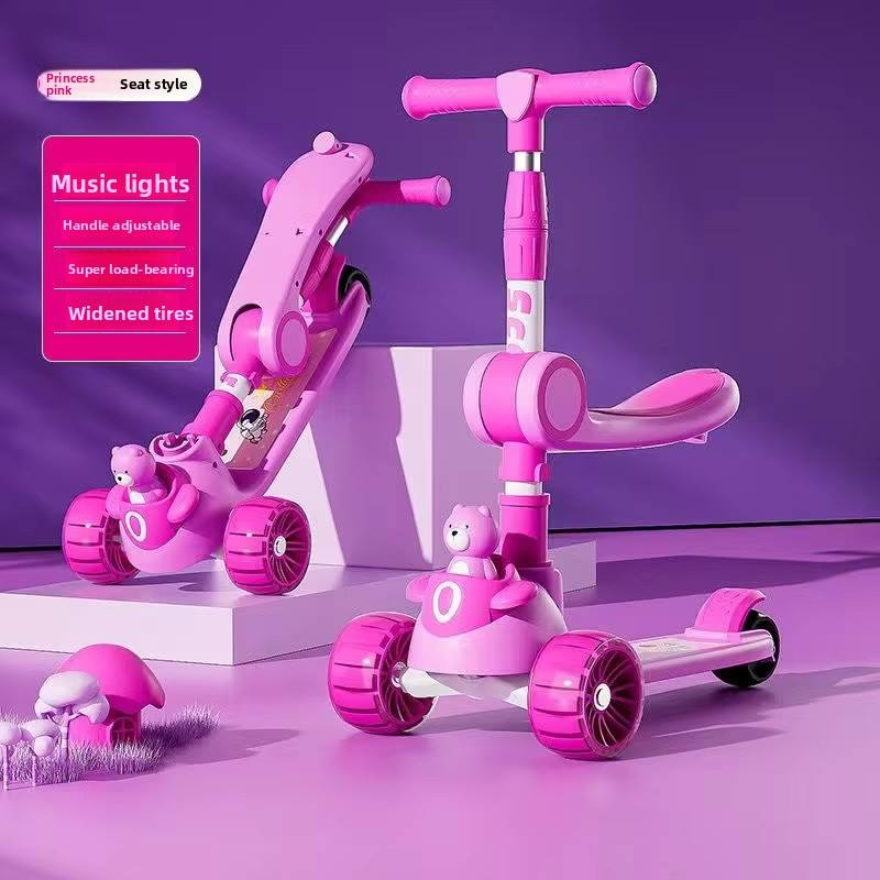 New Model Wholesale 3-Wheel Kick Pedal Kids' Scooters Foldable Light with Rubber Wheels for Ages 3-12 Years