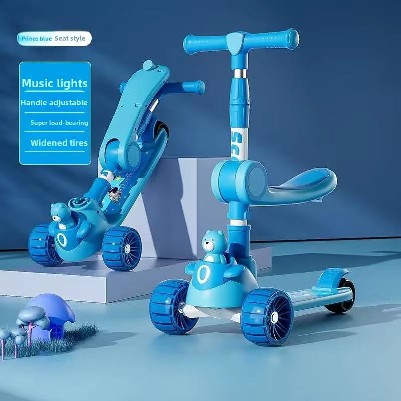 New Model Wholesale 3-Wheel Kick Pedal Kids' Scooters Foldable Light with Rubber Wheels for Ages 3-12 Years