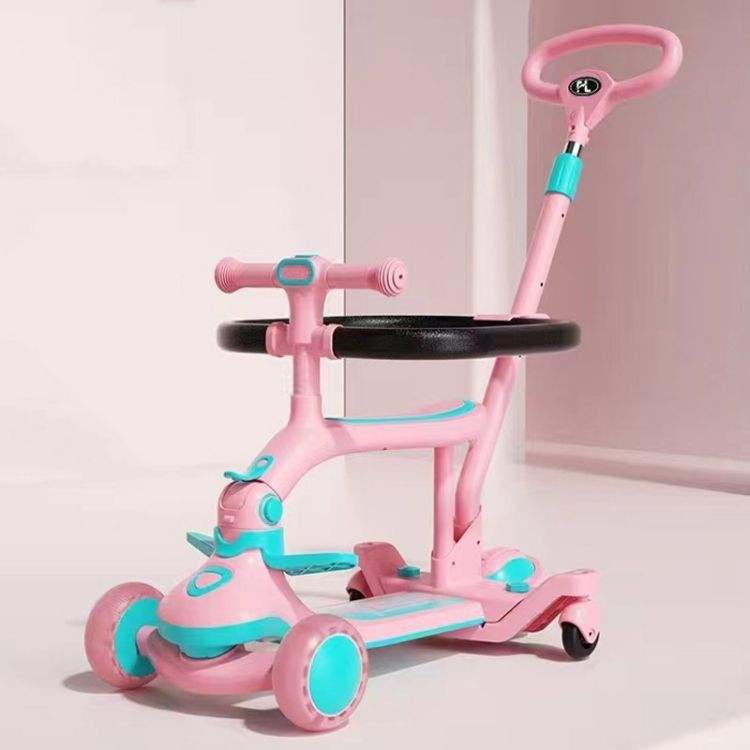 Wholesale 3-in-1 Kids Scooter with Push Bar Cheap Kick Scooter Child Toy Popular 3-Wheel Design with Seat