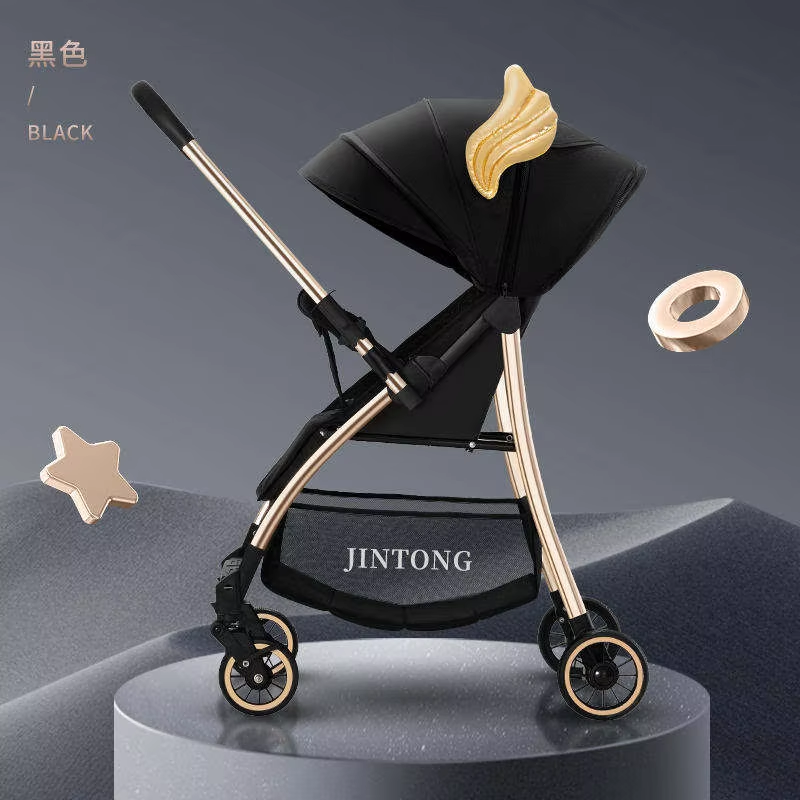 Lightweight Two-Way Baby Trolley Stroller with 4 Wheels Newborn Child Seat and Lie Portable Folding Travel System